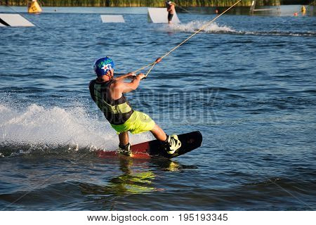 Rider Wakeboarding In The Cable Wake Park Merkur