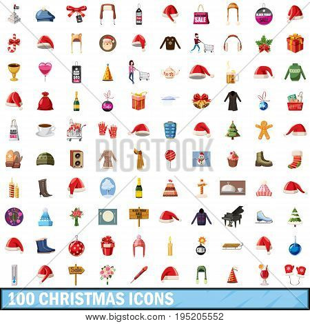 100 christmas icons set in cartoon style for any design vector illustration