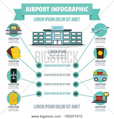 Airport infographic banner concept. Flat illustration of airport infographic vector poster concept for web