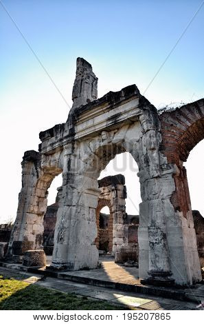 The Amphitheater of Santa Maria Capua Vetere, the second biggest roman amphitheater, tourist destination for cultural trips to Italy