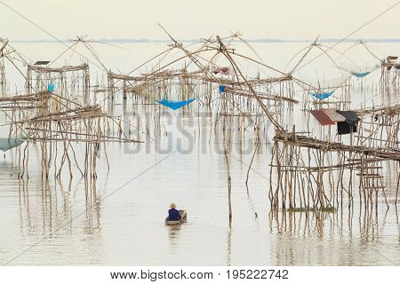 Lift nets to catch fish. The tool used to catch fish at Khuan Khanun District Phatthalung Province