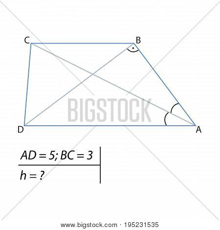 Vector illustration of the problem of determining the height of the trapezoid