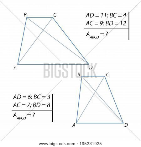 Vector illustration of a geometrical problem for finding the area of a trapezoid