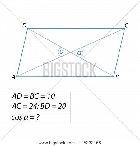 Vector illustration of the problem of finding the cosine of the acute angle between the diagonals-01