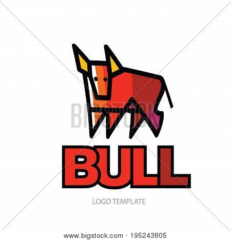 Colorful stylized drawing of stand powerful bull