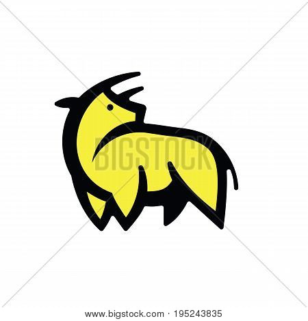 Colorful stylized drawing of stand powerful golden bull