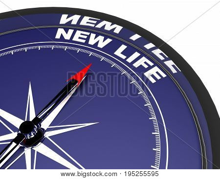 3D Compass Concept New Life .3D Rendered Illustration
