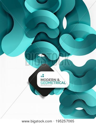 Abstract color geometric round shapes on white - elements with shadow, colorful composition
