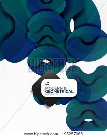 Abstract color geometric round shapes on white - elements with shadow, colorful composition