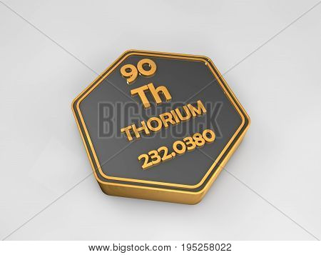 Tharium - Th - chemical element periodic table hexagonal shape 3d render