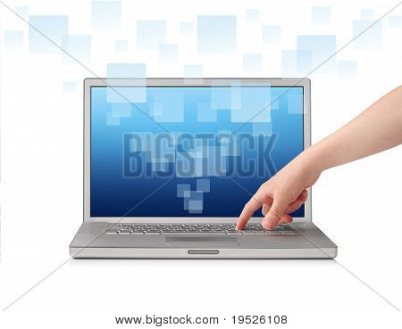 Finger trykke tasten på laptop