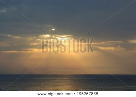 Sunset on the Mediterranean Sea in september, Tunisia