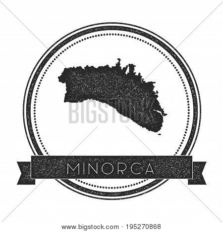 Minorca Map Stamp. Retro Distressed Insignia. Hipster Round Badge With Text Banner. Island Vector Il