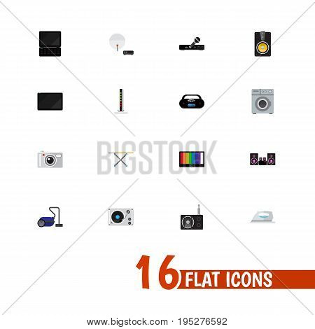 Set Of 16 Editable Tech Icons. Includes Symbols Such As Palmtop, Screen, Tuner And More. Can Be Used For Web, Mobile, UI And Infographic Design.
