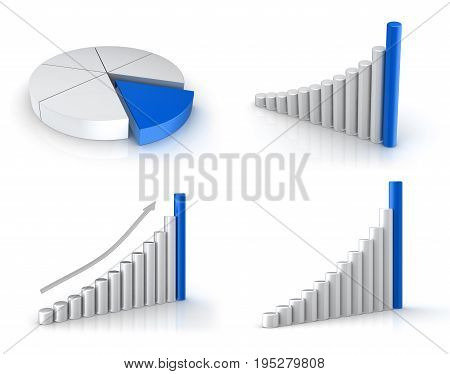Business diagrams set. 3d render on white