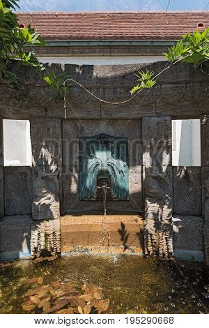 BAD NAUHEIM GERMANY-JULY 06, 2017: Art Nouveau fountain in the Sprudelhof of Bad Nauheim