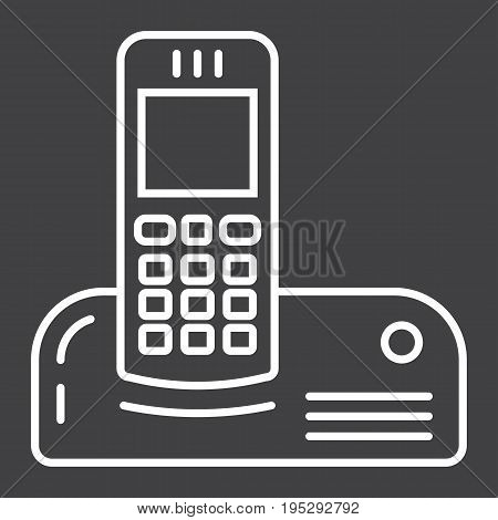 Wireless telephone line icon, household and appliance, vector graphics, a linear pattern on a black background, eps 10.