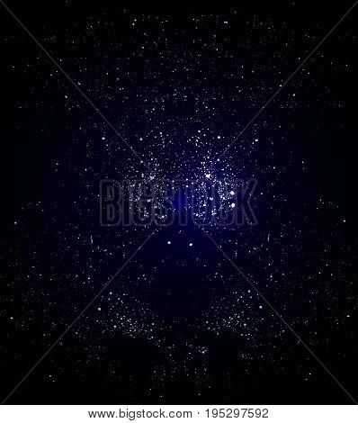 Celestial bodies in the night sky, vector art illustration starry cosmos.