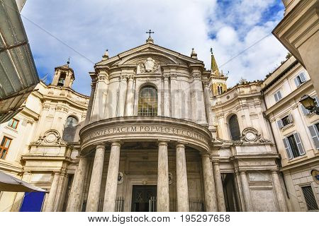 Santa Maria Della Pace Church Rome Italy. Church built in 1400 and 1500s by Pope Sixtus IV on the spot where a painted Madonna was pierced and blood came out.