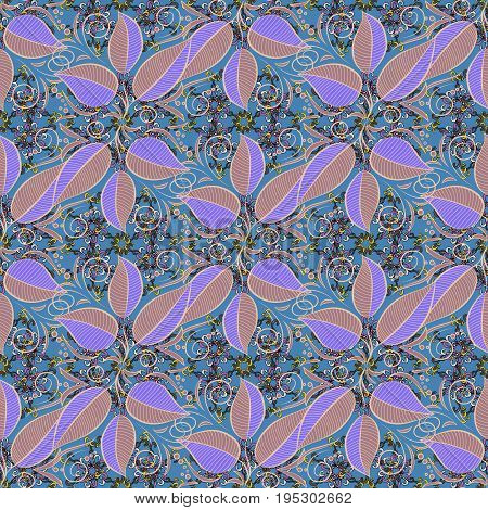 Vector Hip fabric pattern. Seamless Vintage Leaf Pattern.
