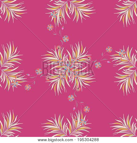 Seamless vector background with leaves. Flat Leaf Elements Design. Children style. Colour Spring Theme seamless pattern Background.