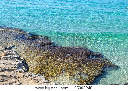 Blue sea and stony shore. Cyprus. Ayia Napa