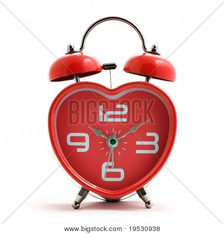 벨 흰색 바탕에 빨간색 하트 시계