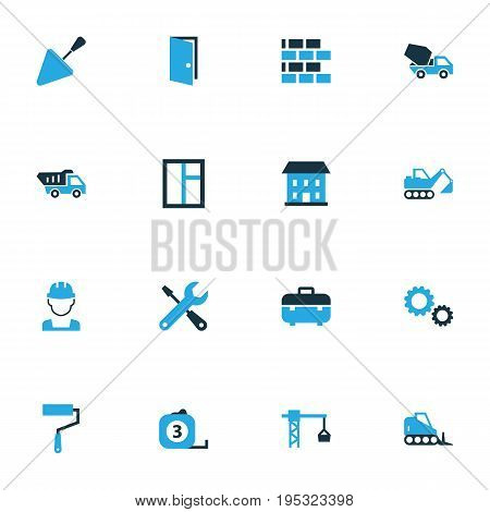 Industry Colorful Icons Set. Collection Of Worker, Glass, Lifting Hook And Other Elements. Also Includes Symbols Such As Window, Tip, Open.