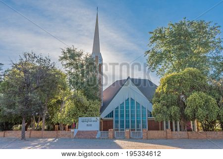 UPINGTON SOUTH AFRICA - JUNE 11 2017: The Dutch Reformed Church Upington-East in Upington a town in the Northern Cape Province