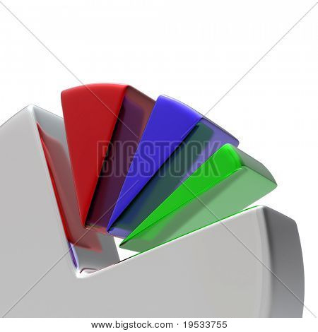 Diagramma circolare 3D su bianco. Rendere il vostro relazioni o presentazioni più illustrativo.