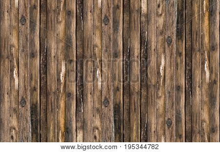 Texture of old brown plank canvas of vertical lines with patina texture background