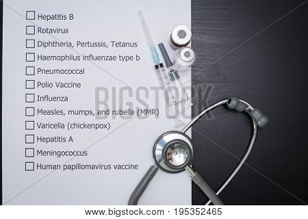 Doctor are checking his patient's Vaccination schedule.