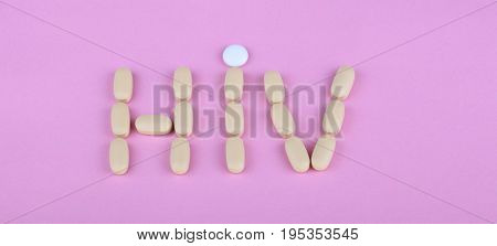 image of many hiv therapy efavirenz on pink background