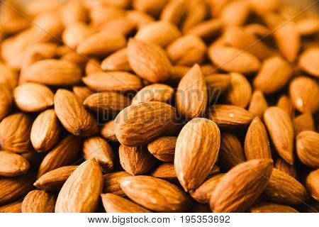 Unroasted raw almonds on display at a nearby market.