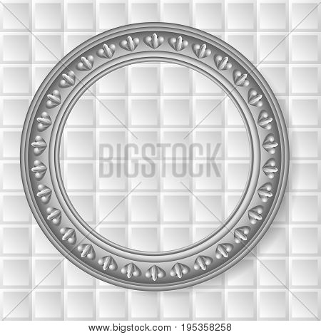 Vector gray circular frame. Abstract beautiful round picture frame