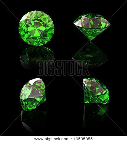 Runde Smaragd isolated on white Background. Edelstein