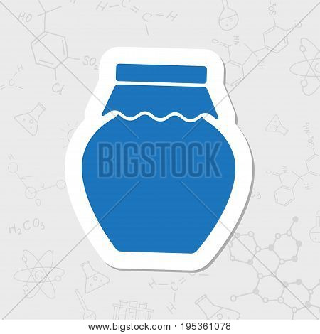 Vector flat sticker homemade jam bottle template on white background