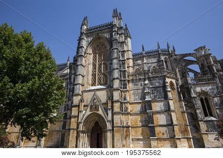 BATALHA PORTUGAL JUNE 20 2017 : architectural details of Batalha monastery june 20 2017 in Batalha Portugal