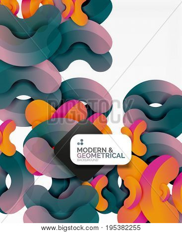 Abstract color geometric round shapes on white - elements with shadow, colorful composition