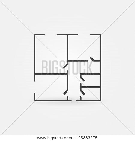 Floor plan minimal icon - vector outline square sign or design element