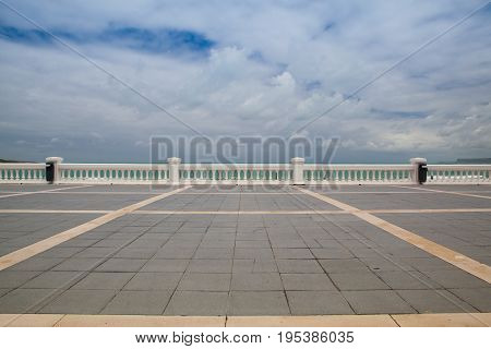 Empty El Sardinero beach promenade Santander Cantabria Spain