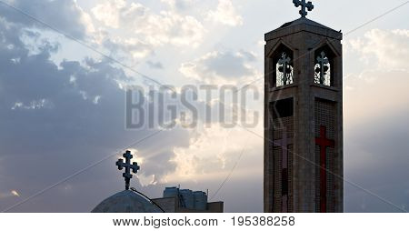 The Chatolic Church In The Light Of Cloudy Sunset