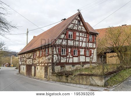 rural impression at a small village named Oberregenbach near Langenburg in Hohenlohe a area in Southern Germany