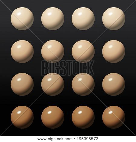 Bb Makeup Cream Drops Tone. Color Shades Palette, Vector Illustration. Realistic Liquid Tone Isolate