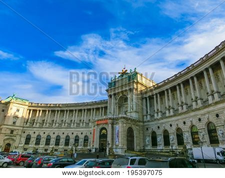 Vienna, Austria - January 02, 2015: Vienna Hofburg Imperial Palace at day, Vienna, Austria on January 02 2015