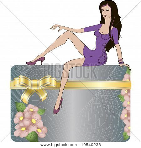 Fille sur une carte-cadeau.
