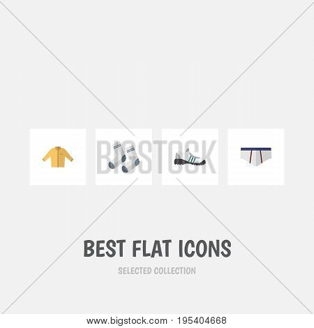 Flat Icon Garment Set Of Banyan, Foot Textile, Sneakers And Other Vector Objects. Also Includes Foot, Underclothes, Gumshoes Elements.