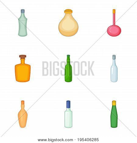 Emprty beer bottle icons set. Cartoon set of 9 emprty beer bottle vector icons for web isolated on white background