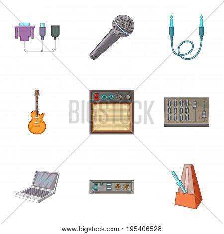 Sound DJ icons set. Cartoon set of 9 Sound DJ vector icons for web isolated on white background