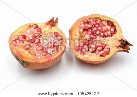 Pomegranate on white background photo close up